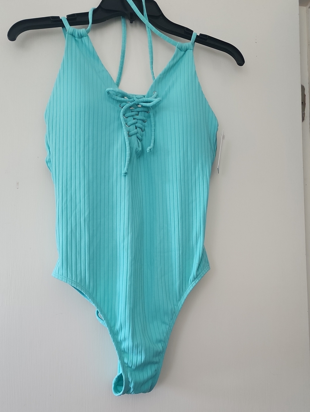 SO Aqua Ribbed Lace-Up Swimsuit